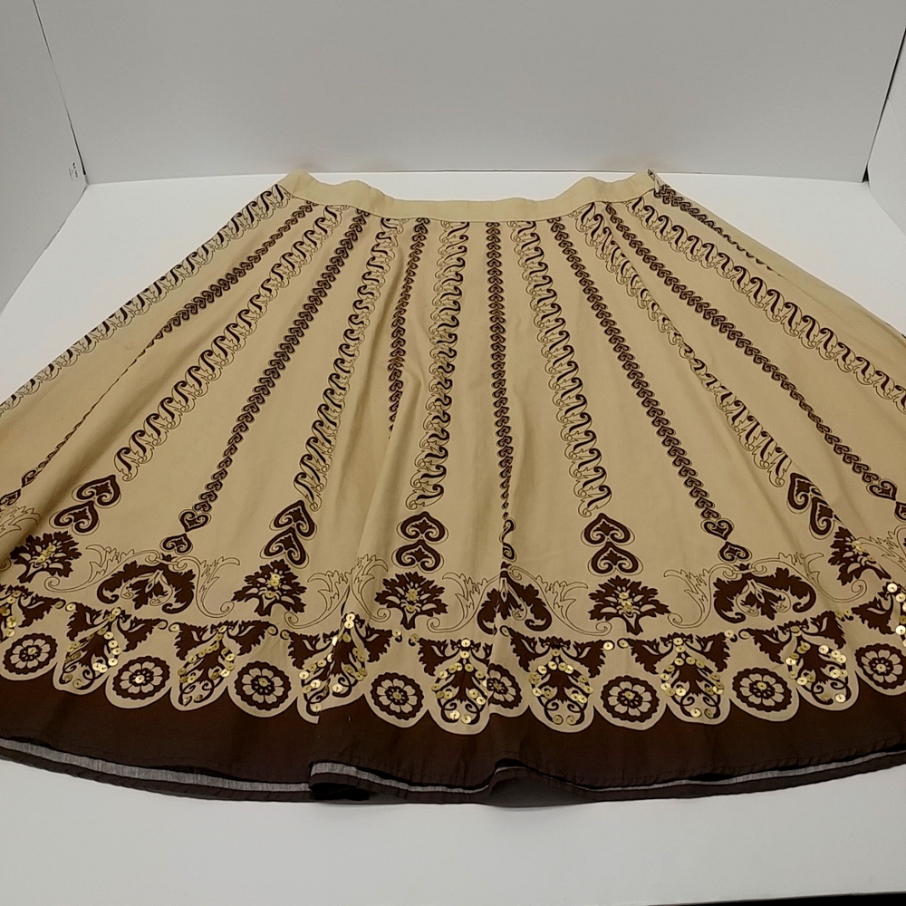 W Work to Weekend women's midi skirt, 12, brown/tan paisley print